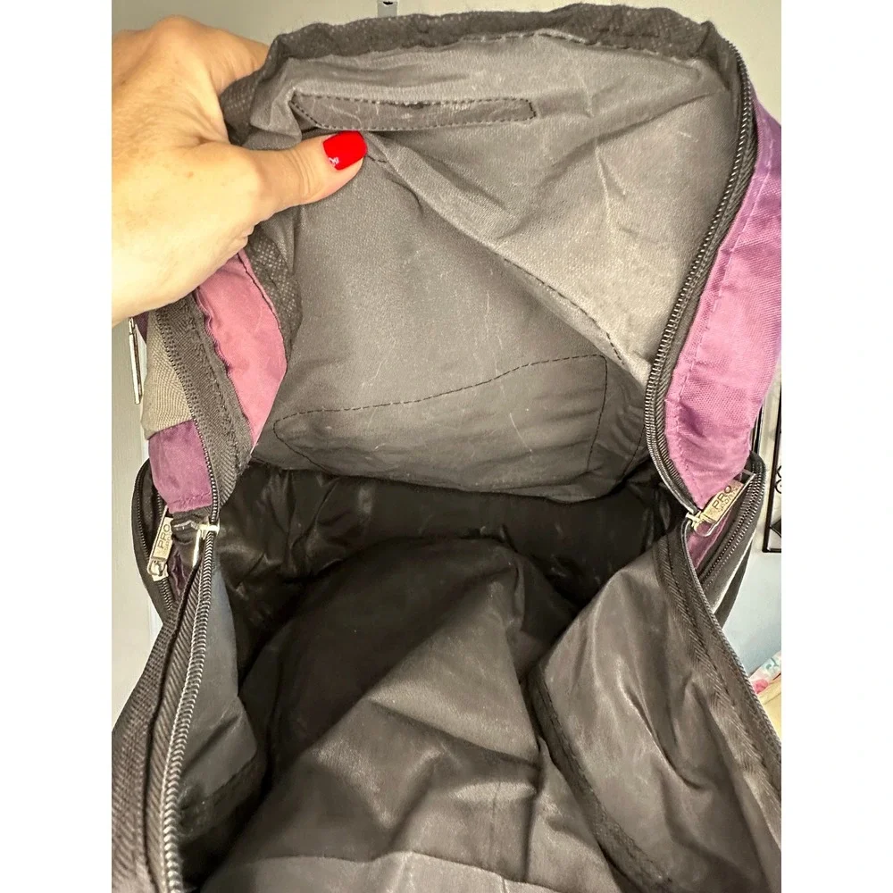 ProSport Backpack Gray Purple Black Multi Pocket Sporty‎ School Travel